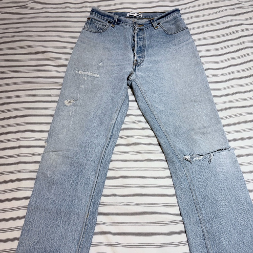 Re/Done Light Blue Distressed Jeans